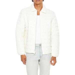 Forever 21 Men’s Quilted Zip-up Bomber Jacket(Cream)
