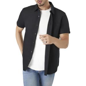 Forever 21 Men’s Short-Sleeve Oxford Shirt(Black)