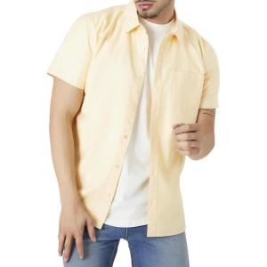 Forever 21 Men’s Short-Sleeve Oxford Shirt(Citron)