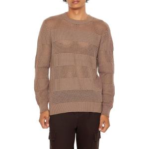 Forever 21 Mens Striped Crochet Sweater(Deep Taupe)