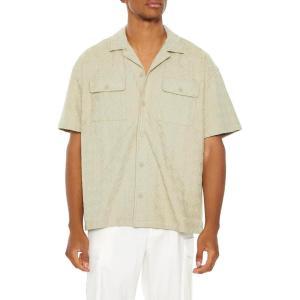 Forever 21 Men’s Textured Cuban-Collar Shirt(Steeple Grey)
