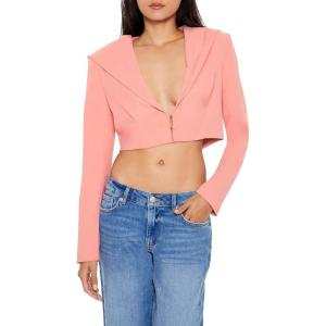Forever 21 Women’s Plunging Hooded Cropped Blazer(Pink)