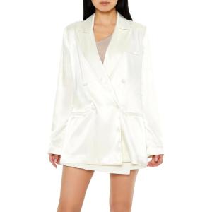 Forever 21 Womens Satin Double-Breasted Blazer(Egret)