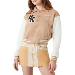 Forever 21 Women’s Varsity Letterman Bomber Jacket(Khaki)