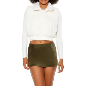 Forever 21 womens Faux Shearling Cropped Vest(Desert Sand)