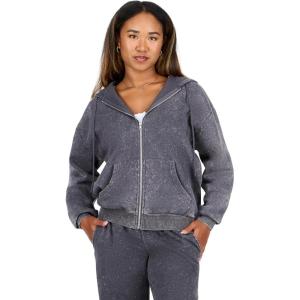 Forever 21 womens Oversized Zip-up Enzyme Wash Hoodie(Grey)