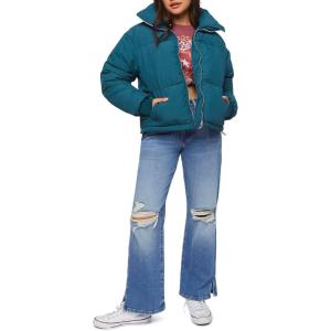 Forever 21 womens Quilted Puffer Jacket(Nautical Blue)