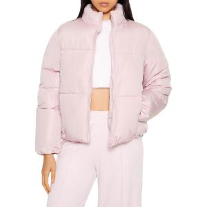 Forever 21 womens Quilted Zip-up Puffer Jacket(Lilac Sheen)