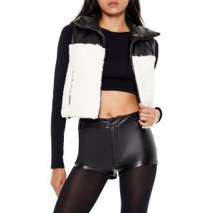 Forever 21 womens Reversible Faux Shearling & Leather Vest(Black)