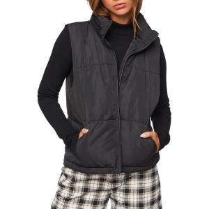 Forever 21 womens Zip-up Puffer Vest(Black)
