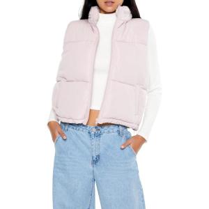 Forever 21 womens Zip-up Puffer Vest(Lilac Sheen)