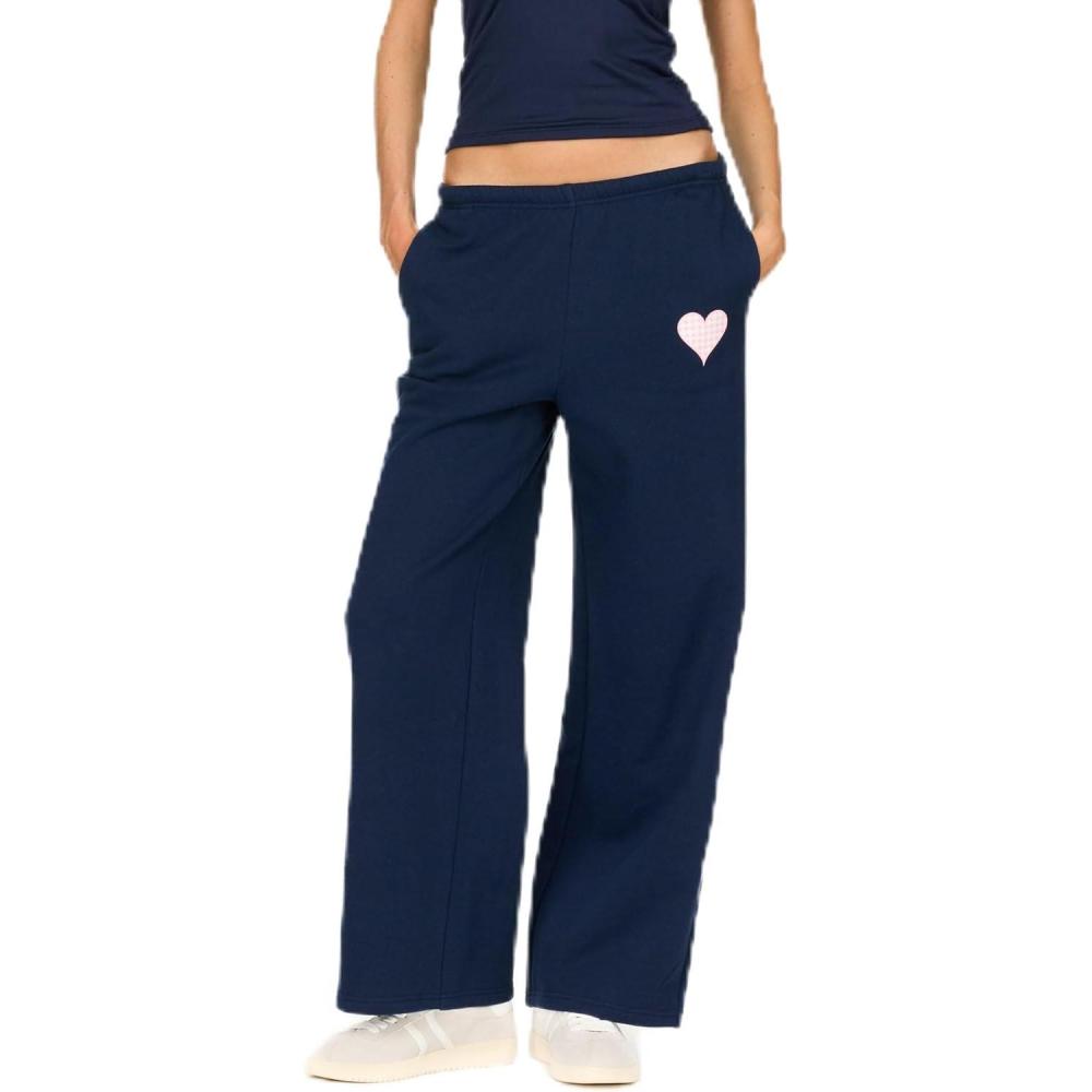 imageForever 21 Womens Wide Leg Jogger with GraphicsBlue