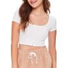 Forever 21 Womens Button-Front Crop Top(Ivory)