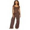 Forever 21 Womens Oversized Wideleg Jogger with Cargo Pockets(Brown)