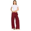 Forever 21 Womens Oversized Wideleg Jogger with Cargo Pockets(Burgundy)
