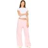 Forever 21 Womens Oversized Wideleg Jogger with Cargo Pockets(Pink)