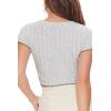 Forever 21 Women’s Ribbed Button-Front Crop Top(Heather Grey)