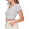 Forever 21 Women’s Ribbed Button-Front Crop Top(Heather Grey)