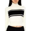 Forever 21 Womens Striped Turtleneck Sweater(White)