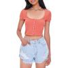 Forever 21 Womens Button-Front Crop Top(Dark Orange)