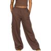 Forever 21 Womens Oversized Wideleg Jogger with Cargo Pockets(Brown)