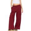 Forever 21 Womens Oversized Wideleg Jogger with Cargo Pockets(Burgundy)