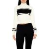 Forever 21 Womens Striped Turtleneck Sweater(White)
