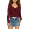 Forever 21 Womens V-Neck Cardigan with DTM Buttons(Burgundy)