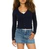 Forever 21 Womens V-Neck Cardigan with DTM Buttons(Navy)
