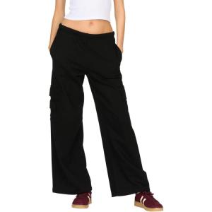 Forever 21 Womens Oversized Wideleg Jogger with Cargo Pockets(Black)