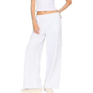 Forever 21 Womens Oversized Wideleg Jogger with Cargo Pockets(Grey)