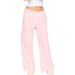 Forever 21 Womens Oversized Wideleg Jogger with Cargo Pockets(Pink)