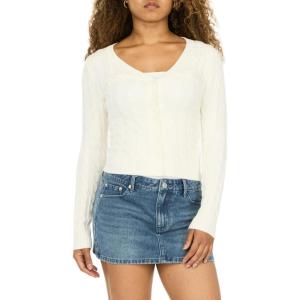 Forever 21 Womens V-Neck Cardigan with DTM Buttons(Gardenia)