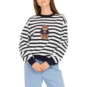 Forever 21 womens Sweater With Chenille Graphic(Navy)