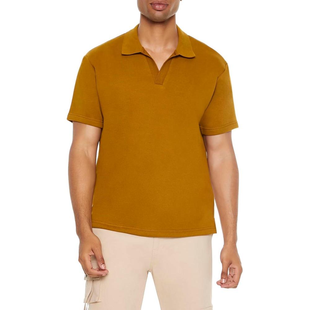 imageForever 21 Mens CottonBlend Polo ShirtCoffee