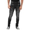 Forever 21 Mens Stretch-Denim Moto Skinny Jeans(Washed Black)