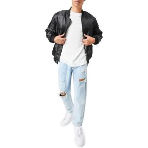 Forever 21 Men’s Distressed Slim-fit Jeans(Light Denim)