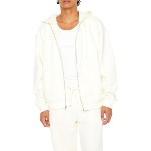 Forever 21 Men’s Zip-up Drawstring Hoodie(Cream)