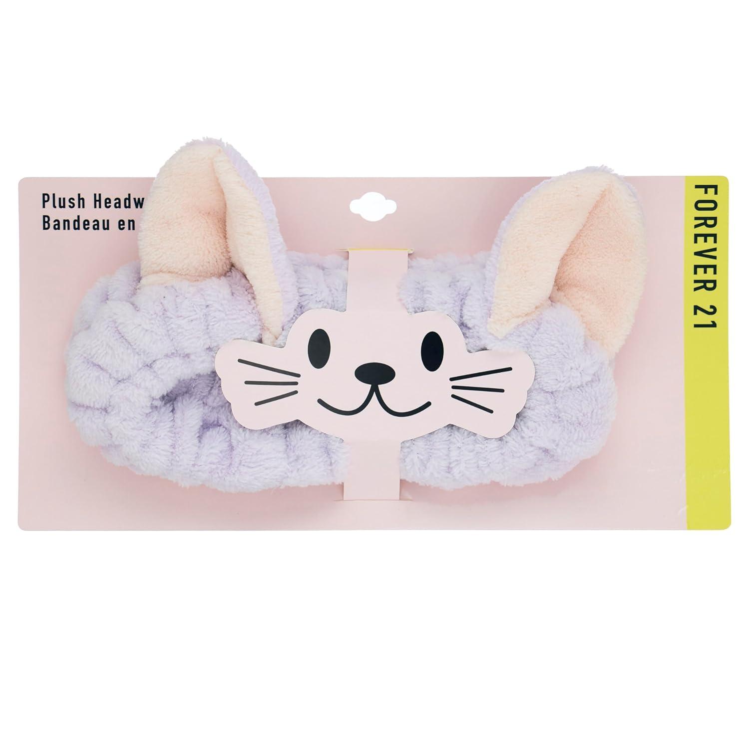 imageForever 21 Plush Headwrap Brown Bear Plush Spa Headband Kawaii Headband for Washing Face Spa Essentials ampamp Self Care AccessoriesPurple Bear