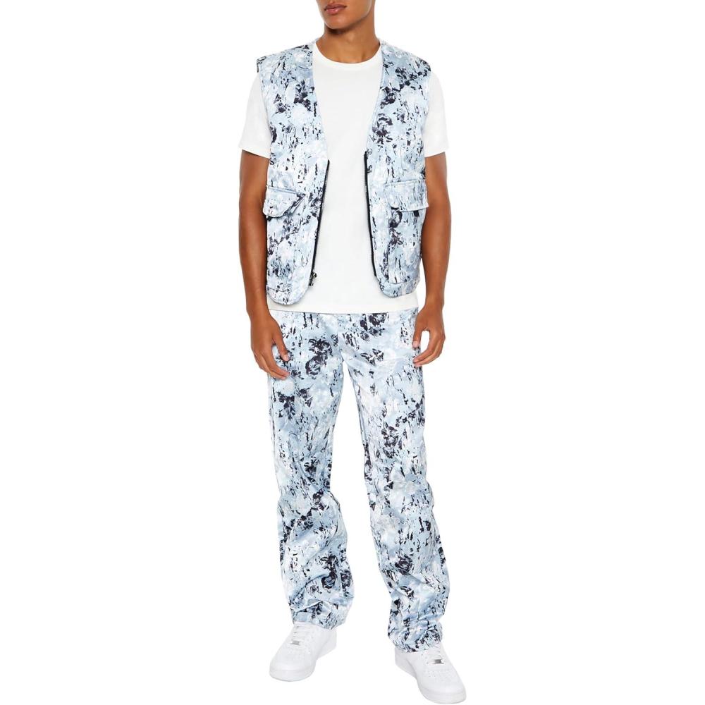 imageForever 21 Mens Abstract Print MidRise JoggersBlueMulti