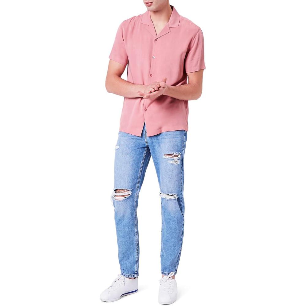 imageForever 21 Mens Distressed StraightLeg JeansOldLight Denim