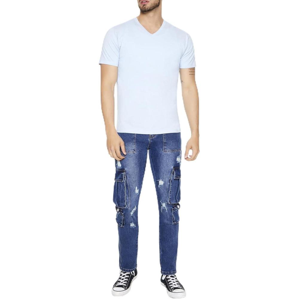 imageForever 21 Mens Slimfit Cargo JeansMedium Denim