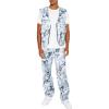 Forever 21 Men’s Abstract Print Mid-Rise Joggers(Blue/Multi)