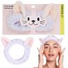 Forever 21 Plush Headwrap -Brown Bear Plush Spa Headband, Kawaii Headband for Washing Face | Spa Essentials & Self Care Accessories(Purple Bear)