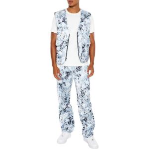 Forever 21 Men’s Abstract Print Mid-Rise Joggers(Blue/Multi)