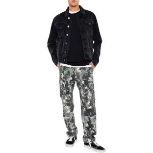 Forever 21 Mens Slim-fit Camo Cargo Pants(Olive/Multi)