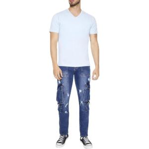 Forever 21 Men’s Slim-fit Cargo Jeans(Medium Denim)