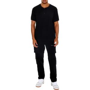 Forever 21 Mens Slim-fit Mid-Rise Cargo Joggers(Black)