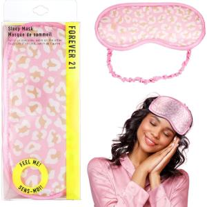 Forever 21 Sleep Mask – 1pc Dual Sided Comfort Sleeping Mask w/Pink Leopard Print | Comfortable Furry and Satin Sides for Ultimate Rest and Rejuvenation(Pink Leopard)
