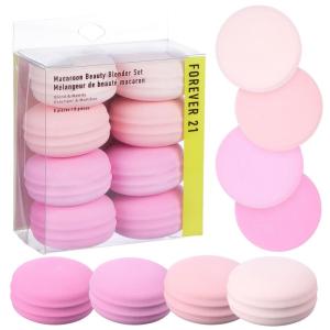 Macaroon Beauty Sponge Set – 8pc Makeup Applicators For Blending & Mattifying – Pink Macaron Beauty Blender Makeup Sponge Collection